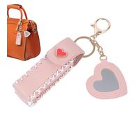 Lip Balm Holder, Portable Lipstick Case, PU Leather Keychain Buckle, Waterproof Lip Gloss Pouch for Purse Backpack Belt, Travel Lipsticks Organizer, 1.18x1.38x3.74 inches