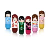 Lip Balm Multipack Cute Doll Lip Balm 6 Pack, 100% Natural Moisturising Repairing Chapstick Protection, Beauty Gift Set for Girls and Children