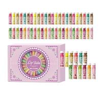 Lip Balm Set - 48 Pieces Lip Makeup Balm Set in 12 Flavors for Evaluation | Deep Moisturizing Lipstick with Spicy Design Perfect for Valentine's Day Travel to Work