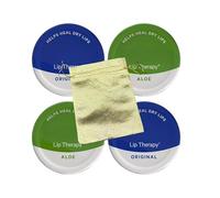 Lip Balm Set x 4 Multipack with Kynza Gold Organza Bag | Lip Therapy Gift Set with 2 x Original & 2 x Aloe Vera | 4 x 20g Lip Therapy Bundle | Moisturiser, Dry and Chapped Lips | Travel Sized Packs