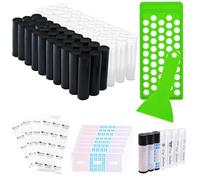 Lip Balm Tubes with Filling Bowl and Spatula, 60 Empty Lip Balm Containers with Caps (Clear+Black), 60 Writable and 60 Printed Stickers, BPA Free, Make Natural Lip Balm Set