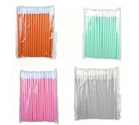 Lip brush disposable bamboo cotton swabs 200 pieces - 4 colours transparent green pink orange - make-up cleaning precise application - suitable for professional and daily use