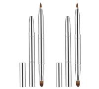 Lip Brush for Lipstick, 2PCS Lip Brushes Retractable Double-Ended Metal Handle with Sharp Tip and Rounded End for Lipstick, Lip Gloss, and Eyeshadow Application