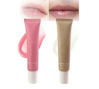 Lip Butter Balm Hydrating Tinted Gloss for Dry Lips - Nourishing Oil-Based Mask with Non-Greasy Formula, Provides Natural Shine, Soft Comfort & Daily Moisture in Pink & Beige Shades