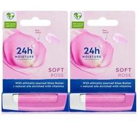 Lip Care Balm Soft Rose, Rose Tinted, 24h Moisture with Shea Butter & Natural Oils, Moisturising Lip Care for Smooth Lips, Pack of 2