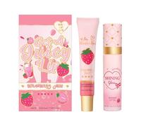 Lip Care Duo Set - Lip Conditioner & Lip Oil Set - Lip Care Gift Set for Women - Strawberry Lip Gloss - Natural Lip Gloss Balm For Dry and Chapped Lips (Strawberry）