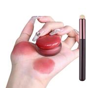 Lip&cheek Blurry Pudding Pot with Brush, Multi-use Natural Glow Face Blush, Soft Matte Blush Blurry Makeup Lipstick, Long-Lasting Makeup, High Color Rendering (01#)
