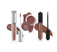 Lip & Cheek Tint, Lip Gloss & Liquid Lipstick Combo | Honey Dip Lip Gloss (3ml) + Holiday Coffee Matte Lipstick (6ml) + Creamy Matte Lip & Cheek Tint Multipot (8g) | 3-in-1 Makeup Kit