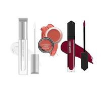 Lip & Cheek Tint, Lip Gloss & Liquid Lipstick Combo | Midnight Runner Lip Gloss (3ml) + Raspberry Matte Lipstick (6ml) + Creamy Matte Lip & Cheek Tint Multipot (8g) | 3-in-1 Makeup Set