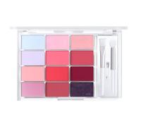 Lip Color Palette, Hydrating Lipstick Collection, Moisturizing Glossy Finish, Multi-Shade Makeup Set, Compact Mirror Case, Featuring Mild Ingredients, 12 Colors