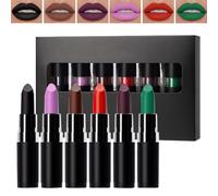 Lip Colour Set for Cosplay, Dark Black Buildable Lip Colour - Halloween Make Up Accessory Long Lasting Lipstick Set for Travel Festivals and Everyday Use