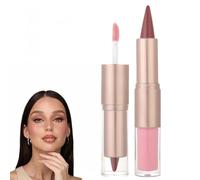 Lip Combo,2 in 1 Dual-Ended Lip Liner Lipstick&Gloss Kit,Lipstick and Lip Gloss Set,Lip-Liner with Lip-Gloss Set,Lip-Mirror Effect,Glitter Shiny Lipstick Makeup,Fuller Lip-Plumping Set for Women-03