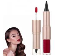 Lip Combo,2 in 1 Dual-Ended Lip Liner Lipstick&Gloss Kit,Lipstick and Lip Gloss Set,Lip-Liner with Lip-Gloss Set,Lip-Mirror Effect,Glitter Shiny Lipstick Makeup,Fuller Lip-Plumping Set for Women-02