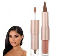 Lip Combo,2 in 1 Dual-Ended Lips Liner Lipstick&Gloss Kit,Lipstick and Lips Gloss Set,Lipliner with Lipgloss Sets,Mirror Effect,Glitter Shiny Lipstick Makeup,Fuller Lip-Plumping for Women-01