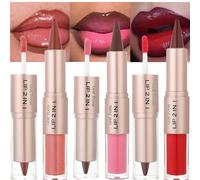 Lip Combo - 3PCS Lip Liner and Gloss Set 2 in 1 Dual-Ended, Velvet Matte Lip Liner Smooth Buildable Glass Quick Fuller Lip Plumping Set for Black Women