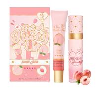 Lip Conditioner & Lip Oil Set - 2PCS Peach Lip Gloss - Hydrating Lip Oil & Lip Balm Duo - Lip Gloss Balm For Dry and Chapped Lips - Moisturizing Gifts Set For Teenage Girls