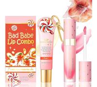 Lip Conditioner & Lip Oil Set - Hydrating Lip Conditioner with Peach Flavor for Dry Chapped Lips, Moisturizing Lip Gloss for Daily Care, Nourishing for Soft Smooth Lips