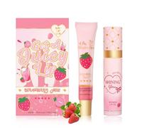 Lip Conditioner & Lip Oil Set - Lip Care Duo Set - Moisturising and Hydrating Lip Balm Overnight - Lip Gloss Balm for Chapped, Dry Lips Repair - Beauty Gift Sets for Teenage Girls(Strawberry)