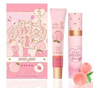 Lip Conditioner & Lip Oil Set,Lip Care for Dry and Chapped Lips,Moisturizing Natural Lip Care Set,Lip Balm Gift Set,Lip Gloss Balm for Dry and Chapped Lips,Peach Flavor,Lip Plumper Gloss,Lip Serum