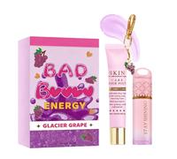 Lip Conditioner & Lip Oil Set, Long-Lasting Moisture Lip Balm Set with Lip Gloss & Balm for Dry and Chapped Lips, Daily Lip Care Set with Natural Shine Lip Gloss, Ideal Daily Lip Care Routine (Grape)