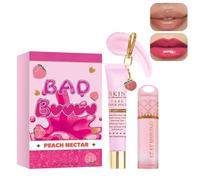 Lip Conditioner & Lip Oil Set, Long-Lasting Moisture Lip Balm Set with Lip Gloss & Balm for Dry and Chapped Lips, Daily Lip Care Set with Natural Shine Lip Gloss, Ideal Daily Lip Care Routine (Peach)