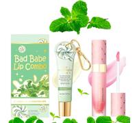 Lip Conditioner & Lip Oil Set, Mint Lip Conditioner & Lip Oil Duo Set, Night Repair and Moisturizing Care for Dry and Chapped Lips, Cute Lip Care Gift Set for Women & Teen Girls