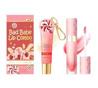 Lip Conditioner & Lip Oil Set,Moisturizing Lip Care Duo Set for Hydration & Repair,Lip Gloss Balm Multipack for Dry and Chapped Lips,Natural Lip Gloss Plumper,Gifts for Teenage Girls (Strawberry)