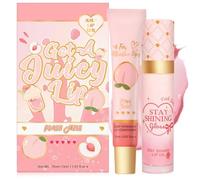 Lip Conditioner & Lip Oil Set, Moisturizing Lip Gloss Balm for Dry and Chapped Lips, Long Lasting Liquid Lipstick for Girls and Women, Honey Peach Flavor, teenage girl gifts