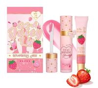 Lip Conditioner & Lip Oil Set - Moisturizing Natural Lip Gloss Set - Lip Balm for Chapped & Dry Lips - Lip Balm Gift Set for Women Girls,Ideal Festival Gift(Strawberry Flavor)