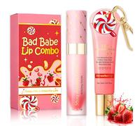 Lip Conditioner & Lip Oil Set, Strawberry Lip Balm Set, Moisturizing Lip Care for Dry & Chapped Lips, Hydrating Lip Gloss Balm Lip Care Set Duo for Smooth Soft Plump Lips, Gifts for Teenage Girls