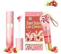 Lip Conditioner & Lip Oil Set, Strawberry Taste Moisturizing Lip Care Duo Set, Night Repair and Moisturizing Care for Dry and Chapped Lips, Cute Lip Care Gift Set for Women & Teen Girls