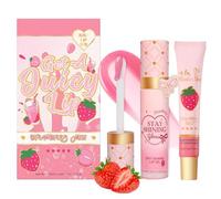 Lip Conditioner & Lip Oil Set, Tinted Lip Balm Set, Lipstick Lipgloss Waterproof Long Lasting Lipstick for Lip Plumper Gloss And Makeup,Liquid Blush Lip Tint Gift (Strawberry, One Size)