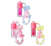 Lip Gloss 3 Piece Portable Glitter Moisture Keychain Set | Convenient wearing design, ensures a smooth, shiny lip care for daily beauty routine, ideal for travel