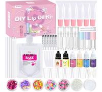 Lip Gloss Making Kit, Vezerd Make Your Own DIY Lip Oil Lipgloss Lipstick Makeup Set, Natural Beauty Lipstick Gift for Teenage Girls Birthday Presents, Christmas Gifts Set for Women Girlfriend