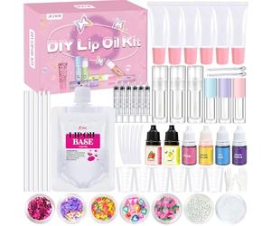 Lip Gloss Making Kit, Vezerd Make Your Own DIY Lip Oil Lipgloss Lipstick Makeup Set, Natural Beauty Lipstick Gift for Teenage Girls Birthday Presents, Christmas Gifts Set for Women Girlfriend