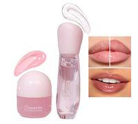 Lip Gloss Moisturizing Glossy Lip Oil, Hydrating Lip Balm Clear Lipgloss Makeup, 2 PCS Lip Oil & Lip Mask Set, Moisturizer Intensive Repair Lipgloss Plumper Set for Girls & Women