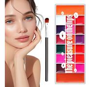 Lip Gloss Palette - 20 Colors Lip Gloss Packs,Smudge-Proof Matte Tinted Creamy Eye Shadow Blush Waterproof for Bridal Stage Performance