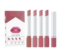 Lip Gloss, Plumping Lip Gloss Sets, Highly Pigmented Lipstick Non-Stick Cup Not Fade Waterproof Lipgloss, Velvet Nude Lipsticks For Women Long Lasting, Micro Shimmer Lip Stain (4 Colors)