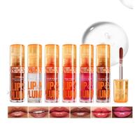 Lip Gloss Set Hydrating Plumping Lip Oil Non-Sticky Tinted Finish - 6PCS Oil Serum High-Shine Moisturising Long-Lasting Wear for Women Various Shades Clear Brown Coral Red Magenta Deep Berry