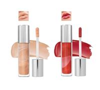 Lip Gloss Set, Marbled Nude And Deep Red Shades, 2-Piece Make-Up Kit | Glossy Finish, Clear Tubes, Silver-Coloured Caps, Integrated Wands With Soft Tips, Daytime Make-Up And Evening Looks