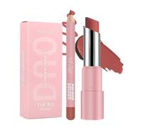 Lip Liner and Lipstick Set - 2 PCS Non-Stick Cup Not Fade Waterproof Long Lasting Matte Nude Lipstick and Lip Liner Set, Velvety Nude Lipliner Lip Gloss Make up Gift Set for Women (01#, 25g)
