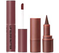 Lip Liner and Lipstick Set,Lip Liner and Gloss Set,Liquid Lipstick Lip Liner Set,Lip Stain Lipsticks,Dark Brown Plumping Lip Liner Stain&Moisturizing Butter Lip Gloss,Waterproof Lip Gloss Set#1+#6