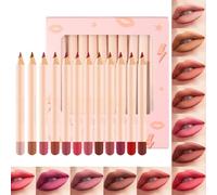 Lip Liner Pen Set - 12 Long Lasting Colouring Pencils, 4.5 x 4.7 x 0.4 inches | Makeup Cosmetic Tool for Girls and Women, Perfect for Girlfriends, Wives, Thanksgiving, Christmas, Valentine's Day