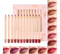 Lip Liner Pencil Set - High Pigment Definition, 12 Colors Creamy Lip | Crayon Stick, Velvet Matte Cosmetology Palette, Smudgeproof Wooden Core Outliners| Makeup Defining Shaper for Girl & Dancers
