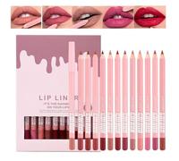 Lip Liner Set 12 Colors Long Lasting Matte Natural Creamy Cosmetics