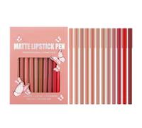 Lip Liner Set - 12 Pieces Matte Non-Stick Cup, Waterproof Lipstick with Long-Lasting Feature, Lip Liner Pencil Kit for Women, Cosmetics, Girl Cosplay Makeup Birthday Party Travel