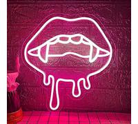 Lip Neon Sign, Halloween Lips Neon Light for Wall Decor, Red LED Big Lip Shaped Neon Signs for Party Aesthetics Decorations, USB Powered Custom Creative Neon Sign for Unique Gift,Man