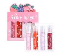 Lip Oil Set, 4PCS Hydrating Lip Gloss Sets Fruit Clear Liquid Lipstick - Long Lasting Lip Glow Oil Plumpimg Balm Lip Care - Moisturizing No-Sticky Lip Gloss,Gifts for Girls Dry & Chapped Lips