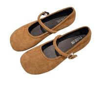 lip On Pumps Size 4 Women's Soft Leather Flat Light Steps Elegant Walking Flat Wedding Shoes Wide Fit (Brown, 5.5)