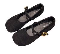 lip On Pumps Size 4 Women's Soft Leather Flat Light Steps Elegant Walking Flat Wedding Shoes Wide Fit (Black, 4.5)